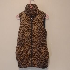 NWT Love Token Leopard Print Vest womens xs oversized faux soft/velvet coat